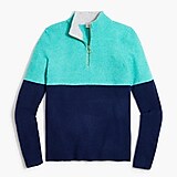 Colorblock zip-up sweater in extra-soft yarn