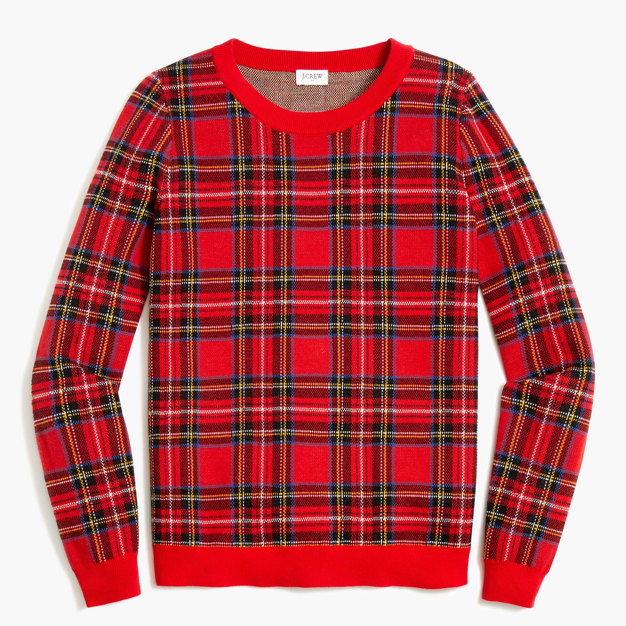 Tartan jacquard pullover sweater