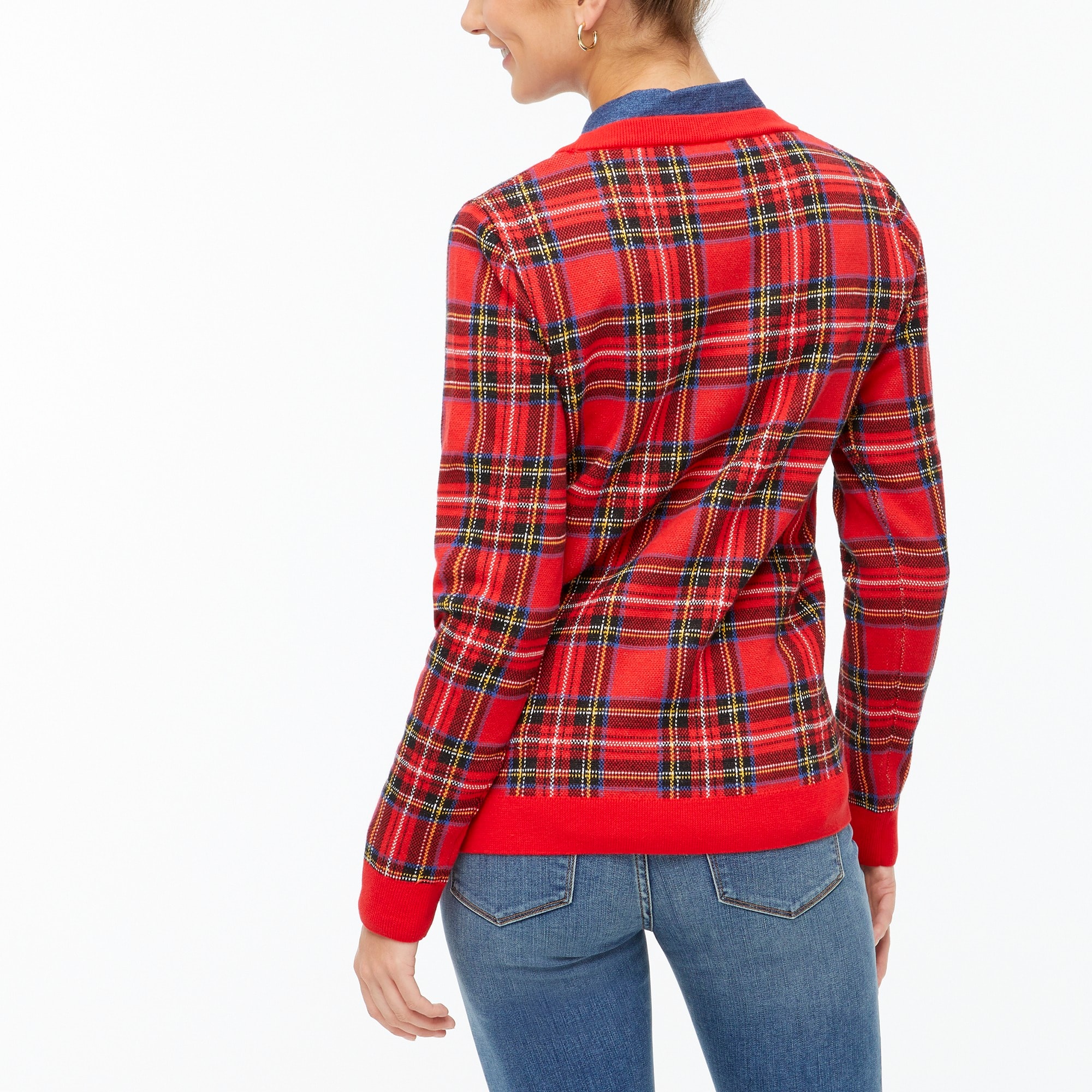 J Crew BC541 NWT Size XXS Classic Red Tartan Plaid Jacquard J Crew BC541 NWT Size XXS Classic Red Tartan Plaid Jacquard