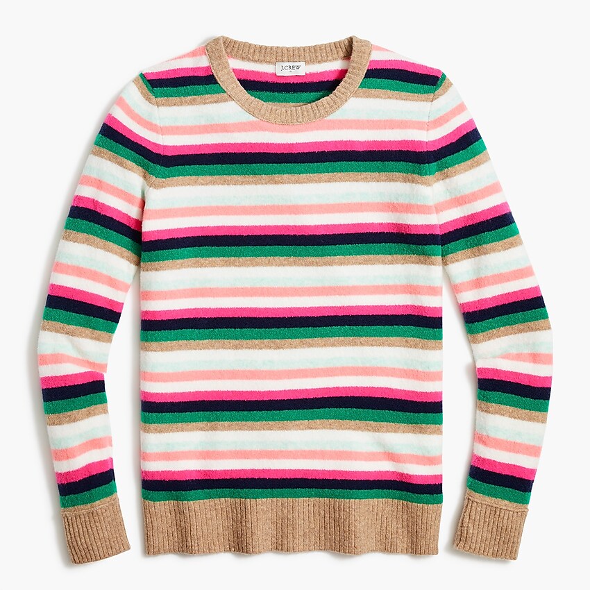 factory: striped crewneck sweater in extra-soft yarn for women, right side, view zoomed