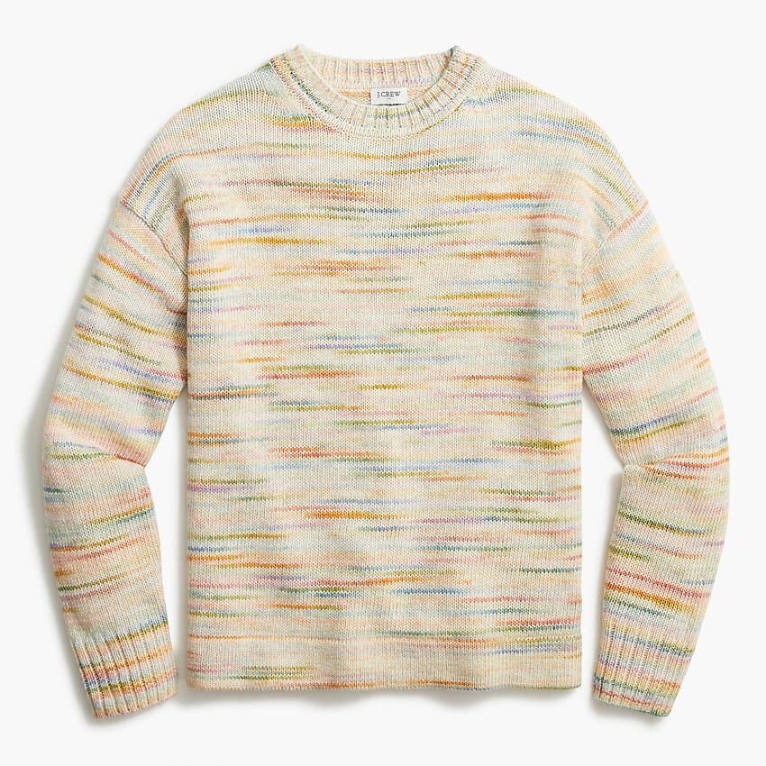 factory: space-dyed boxy crewneck sweater for women, right side, view zoomed