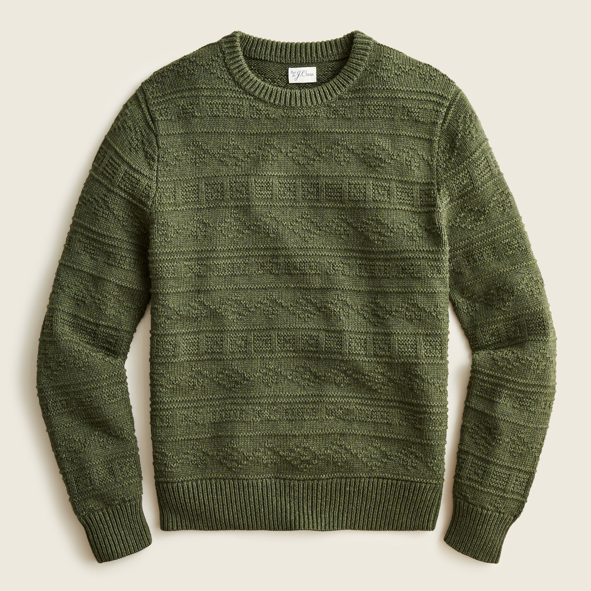 Cotton sweater in combination guernsey stitch
