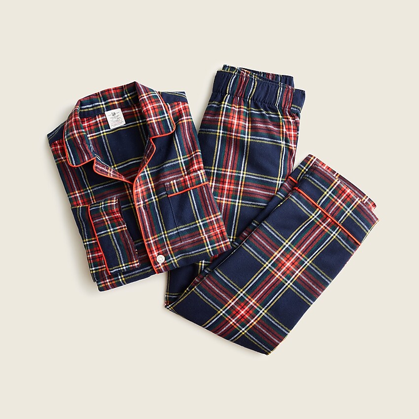 j.crew: kids' button-up pajama set in tartan for boys, right side, view zoomed