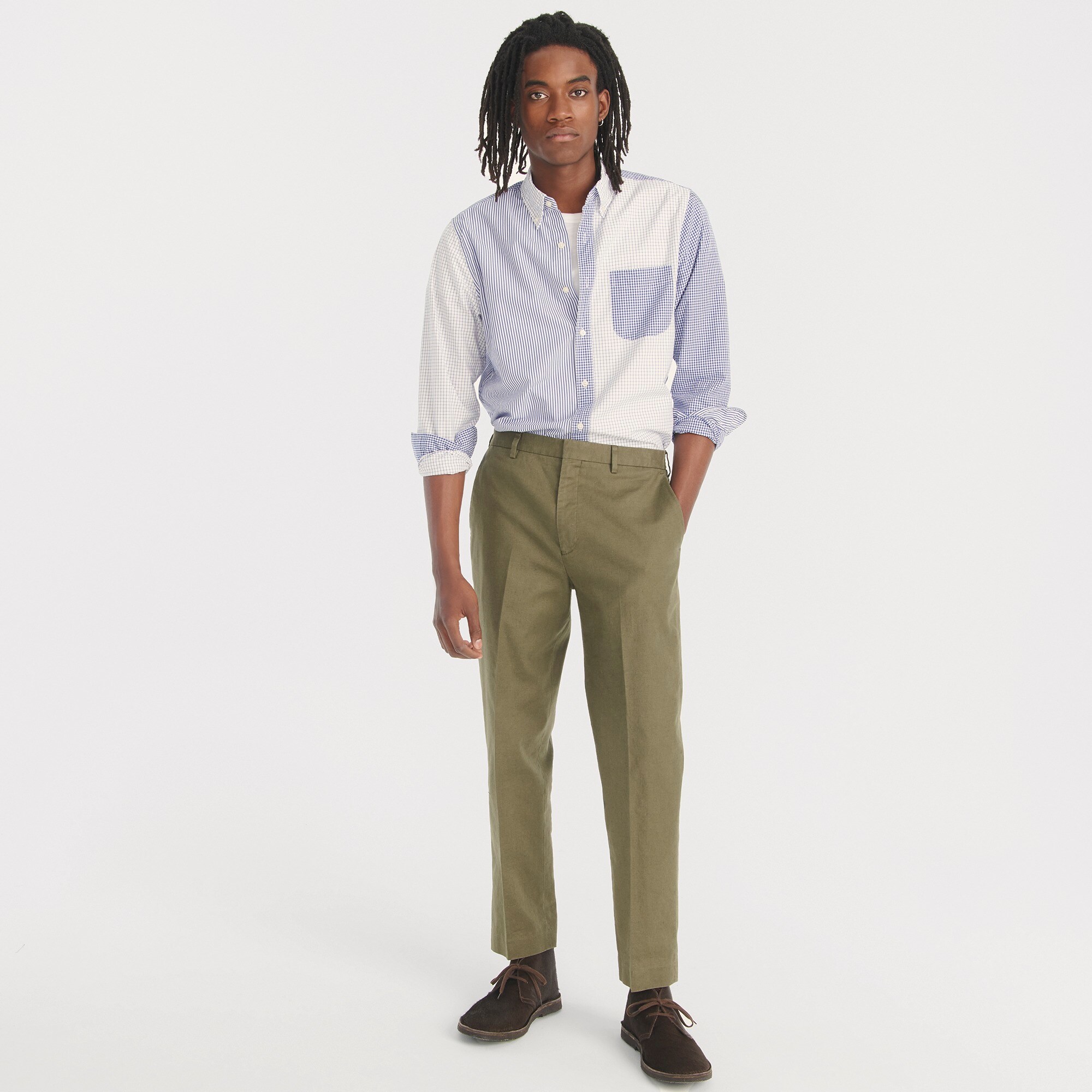 mens Slim-fit stretch hemp-organic cotton suit pant