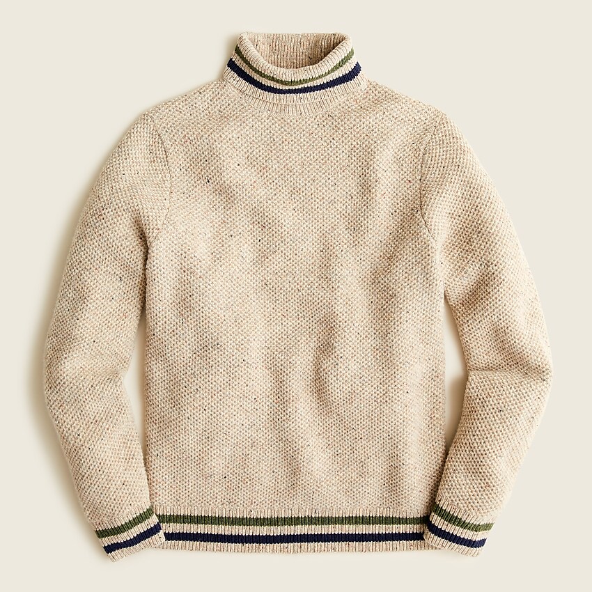 j.crew: textured rugged merino wool crewneck sweater for men, right side, view zoomed