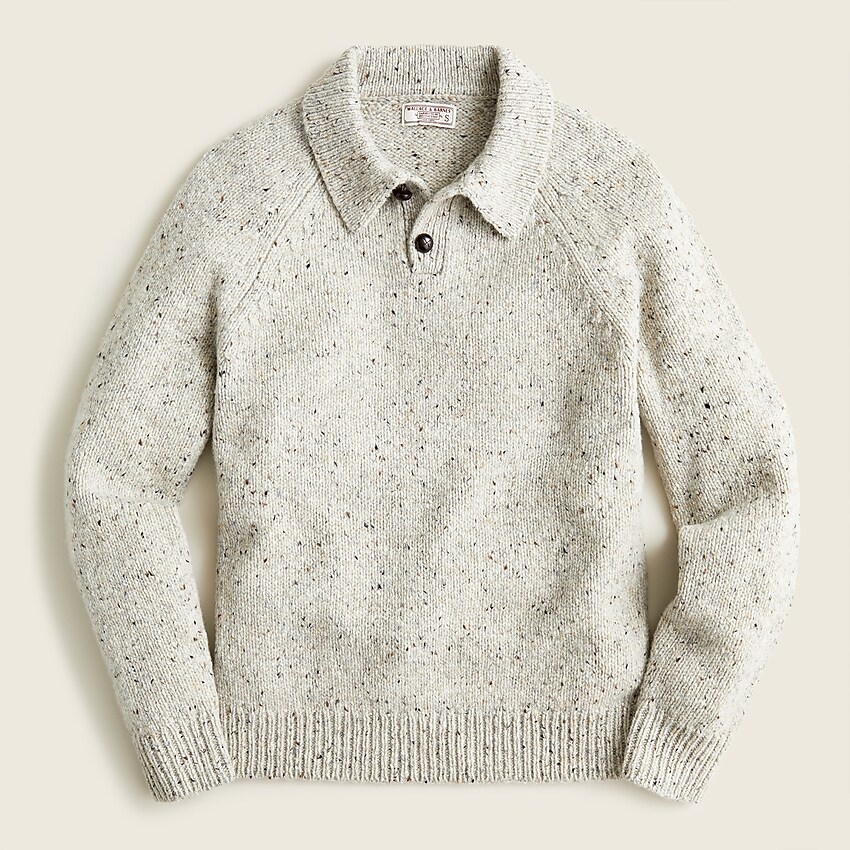 j.crew: wallace &amp; barnes merino wool donegal collared sweater for men, right side, view zoomed
