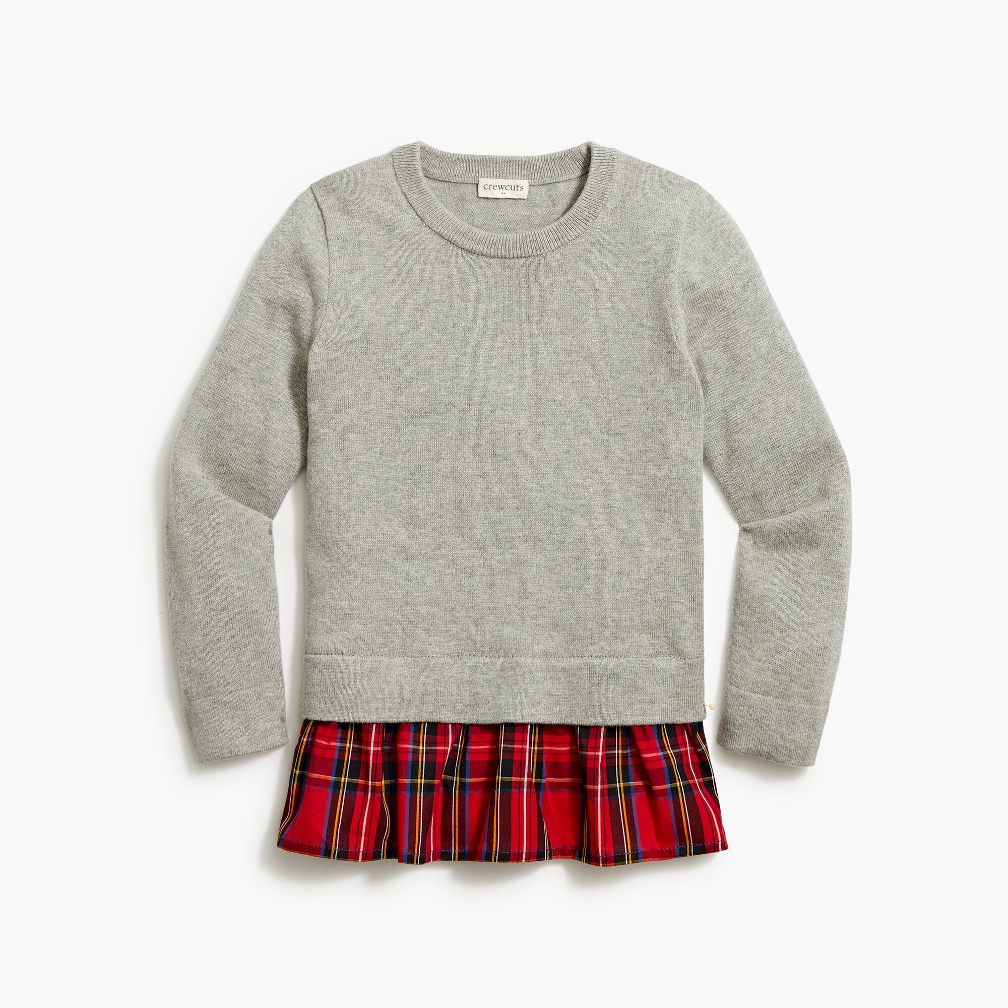 Girls' tartan peplum sweater