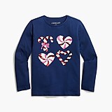 Girls' long-sleeve sparkly peppermint hearts graphic tee