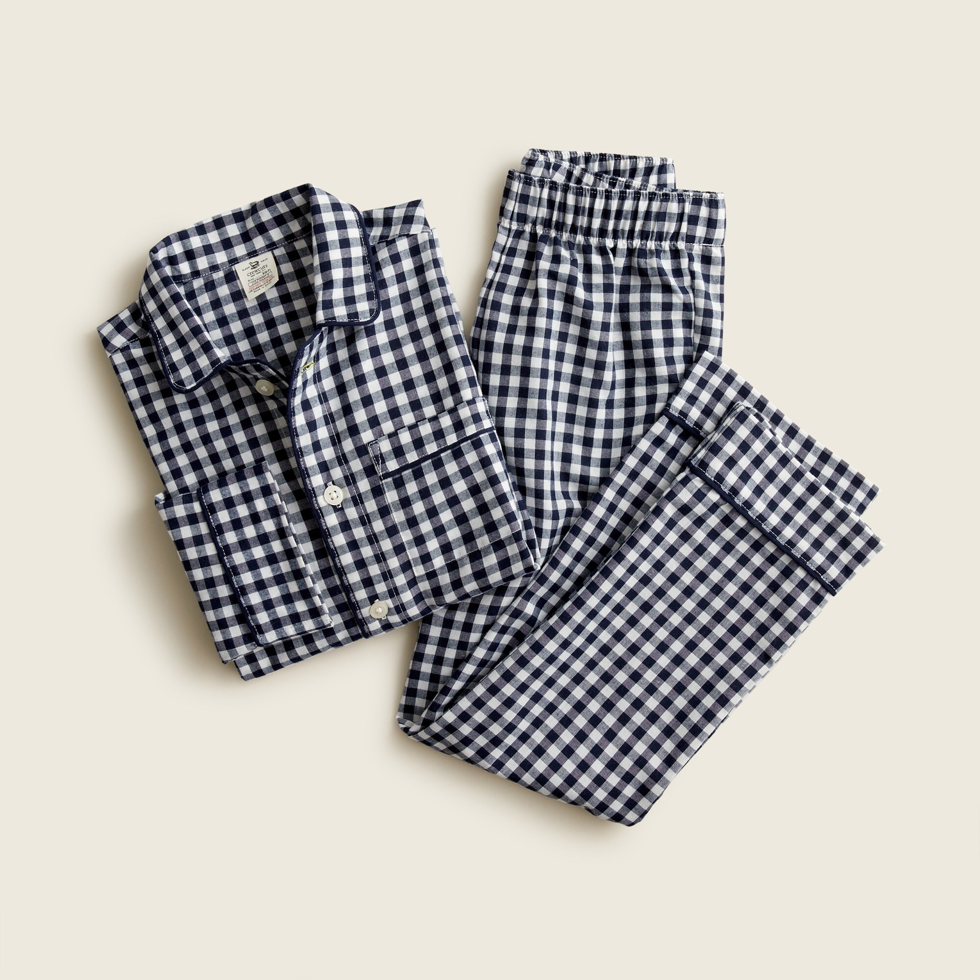 Kids' button-up pajama set in gingham