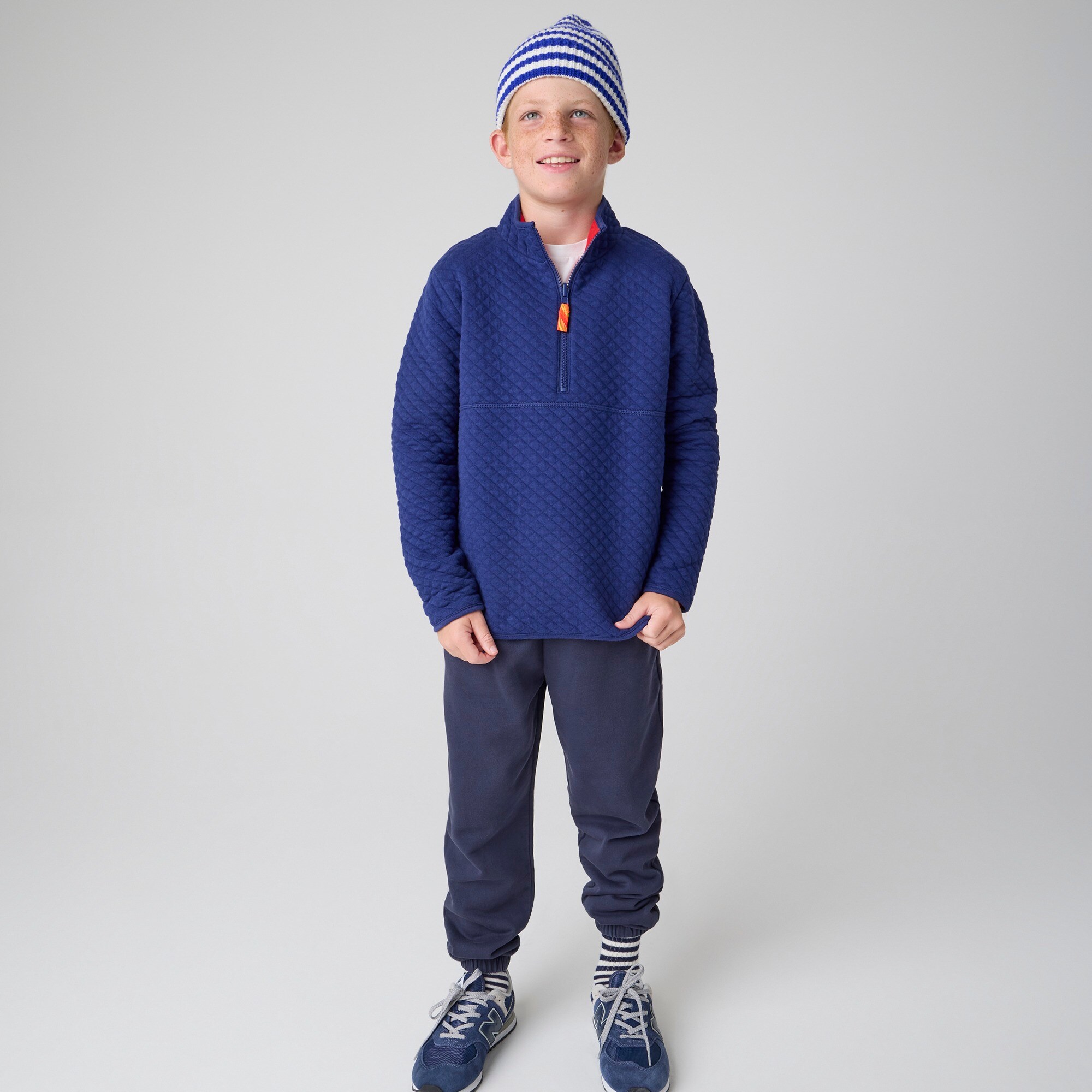 j.crew: kids' quilted jersey reversible half-zip sweatshirt for boys