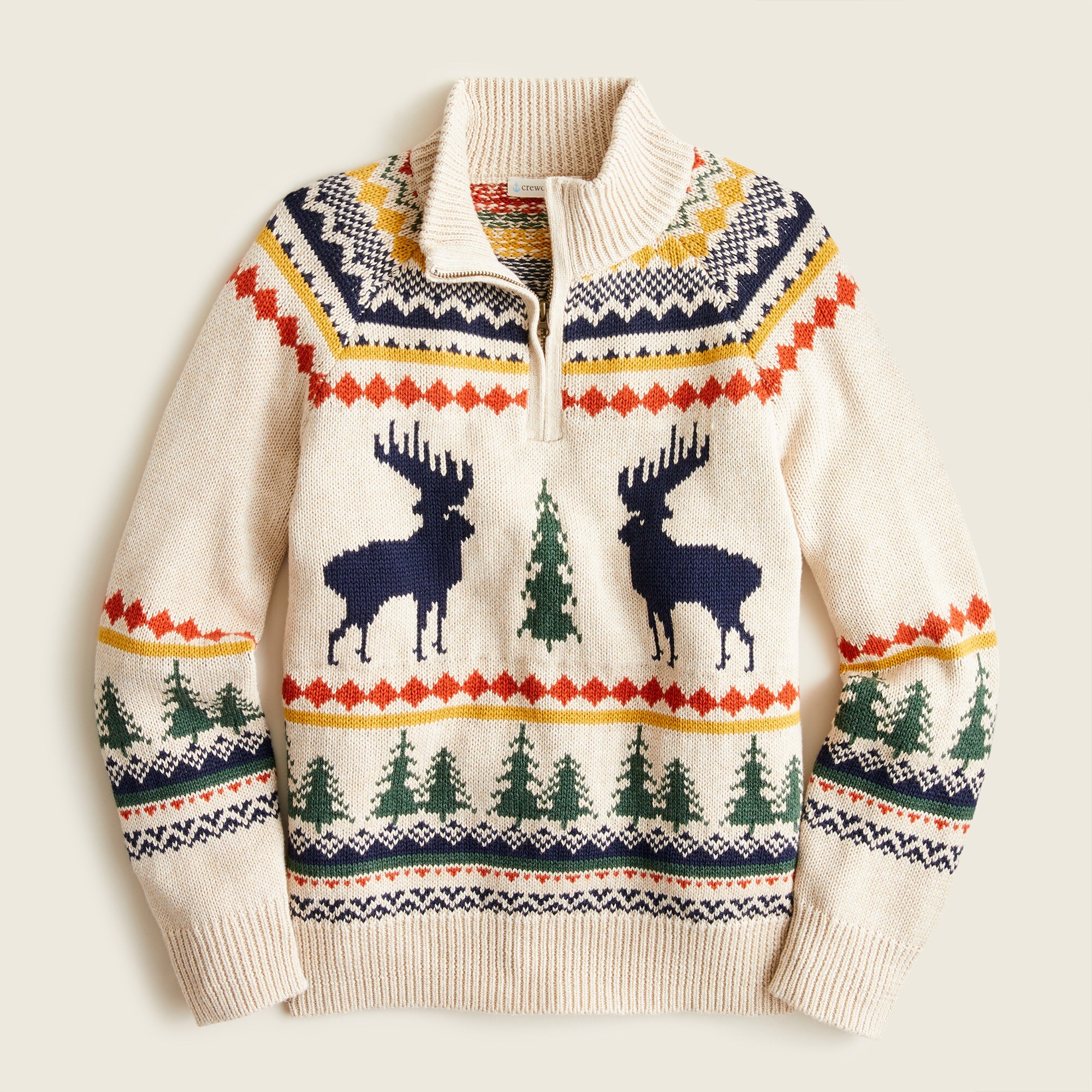 クリスマスSALE シュウ Kids' Moose Fair Isle Half-zip Sweater For Boys | J.Crew