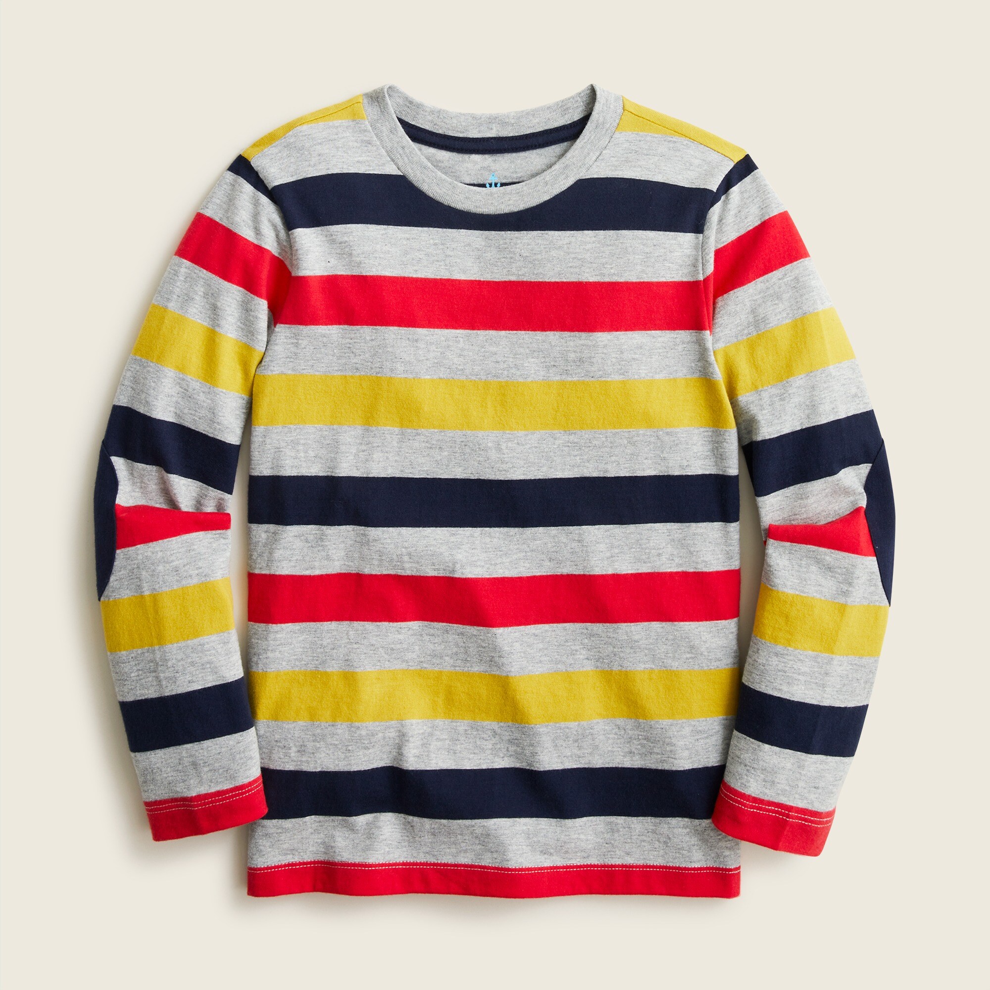 Kids' long-sleeve elbow-patch T-shirt in stripe