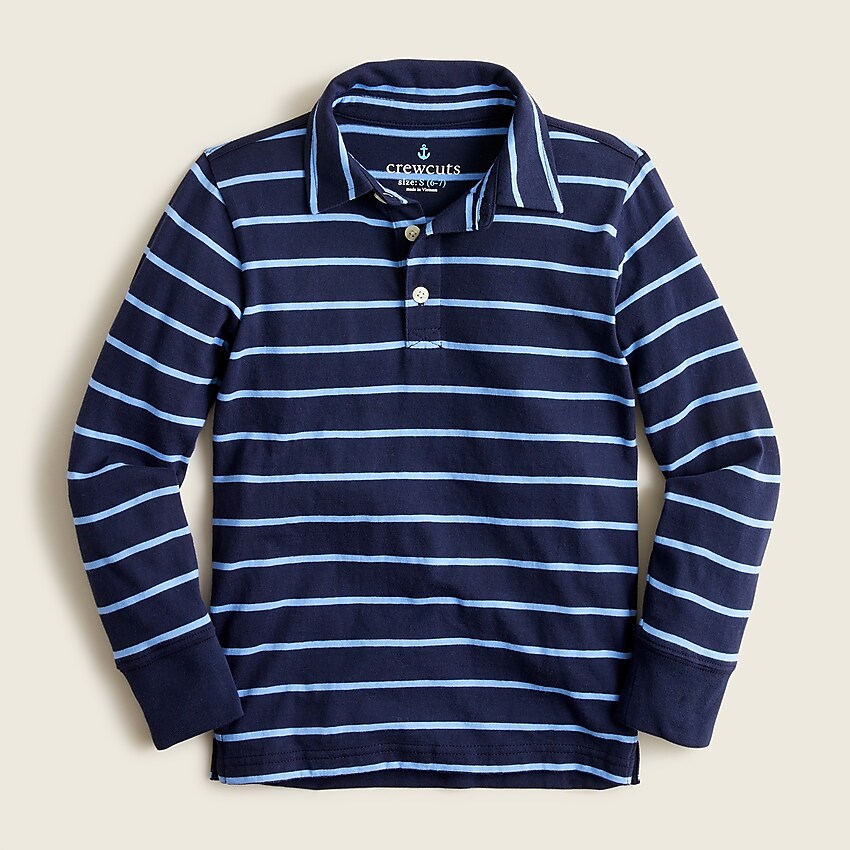 j.crew: boys' long-sleeve polo shirt in slim stripe for boys, right side, view zoomed