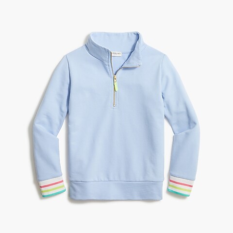 girls Girls' rainbow-cuff quarter-zip sweatshirt