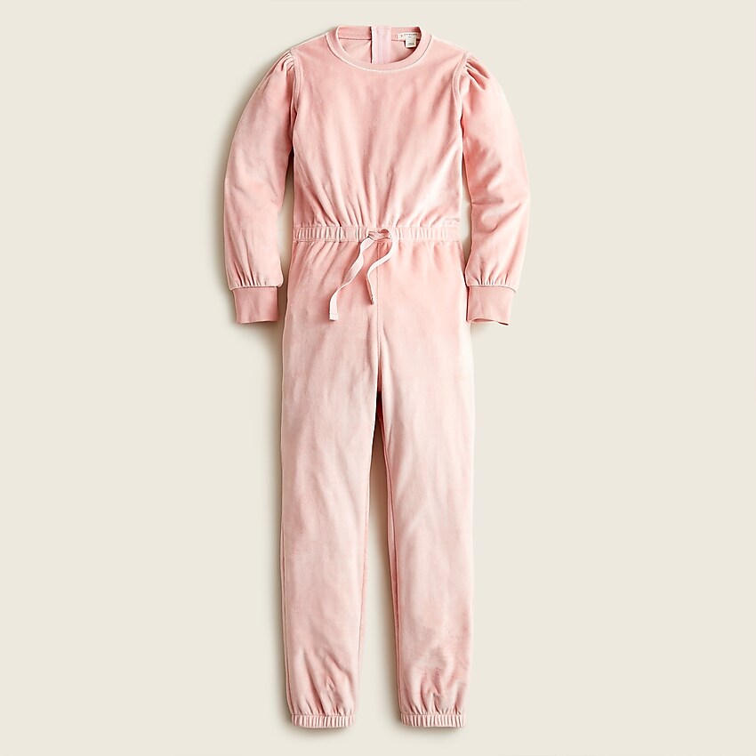 j.crew: girls' velour jumpsuit for girls, right side, view zoomed