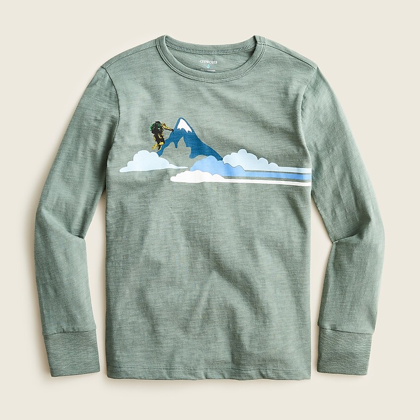 j.crew: kids' long-sleeve winter-graphic t-shirt for boys, right side, view zoomed