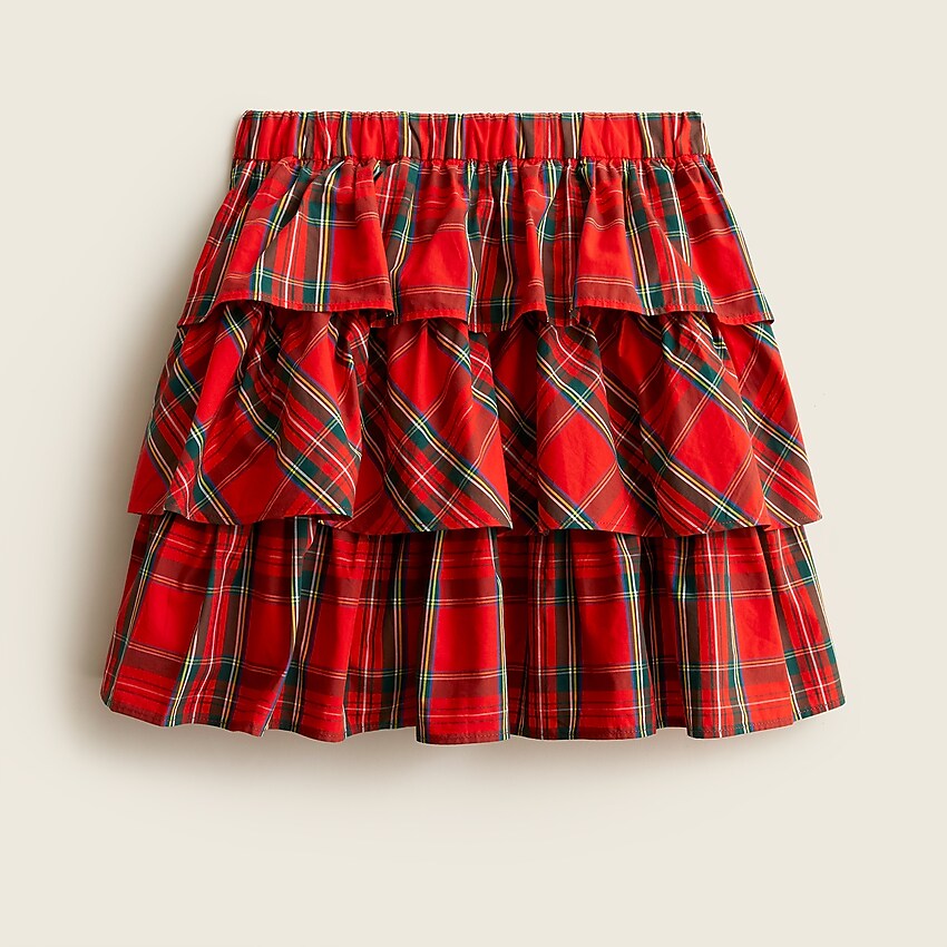 j.crew: girls' tiered skirt in tartan for girls, right side, view zoomed