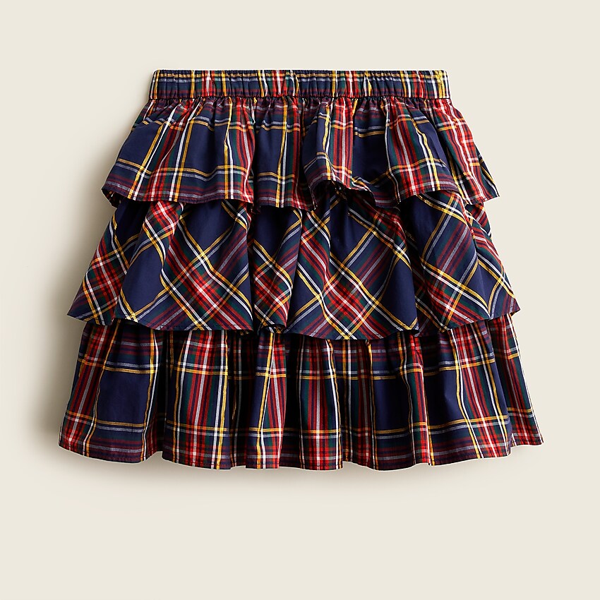 j.crew: girls' tiered skirt in tartan for girls, right side, view zoomed