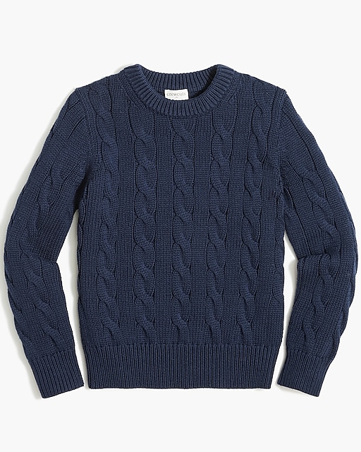  Boys' cable crewneck sweater