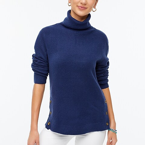 womens Button turtleneck in extra-soft yarn