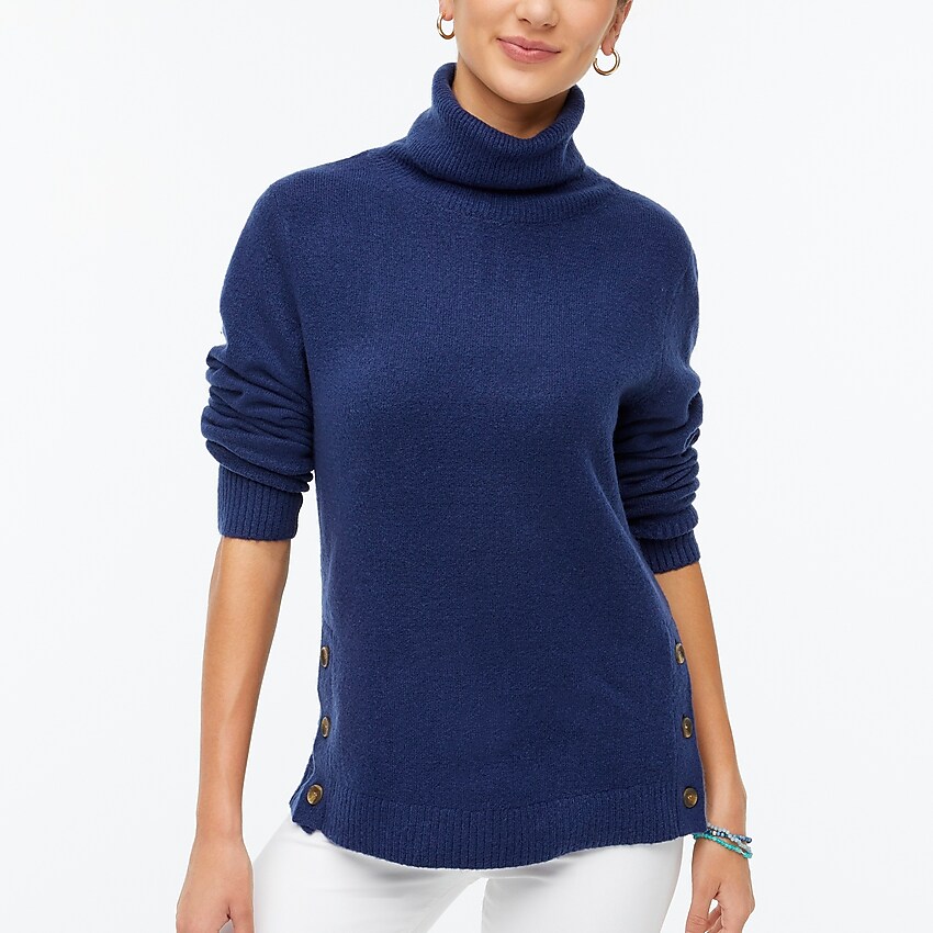 factory: button turtleneck in extra-soft yarn for women, right side, view zoomed