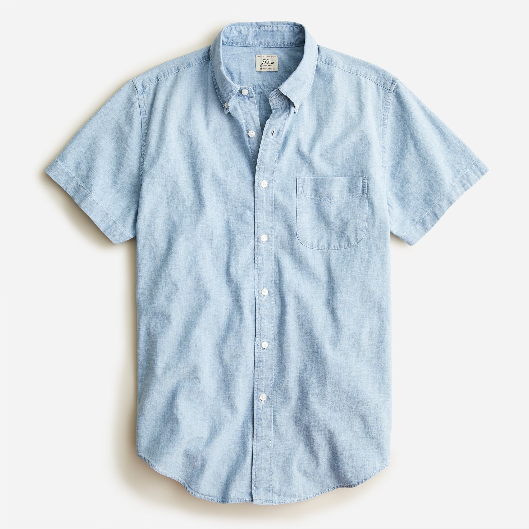 Short-sleeve organic cotton chambray shirt