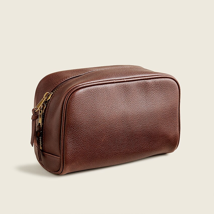 j.crew: leather toiletry kit for men, right side, view zoomed