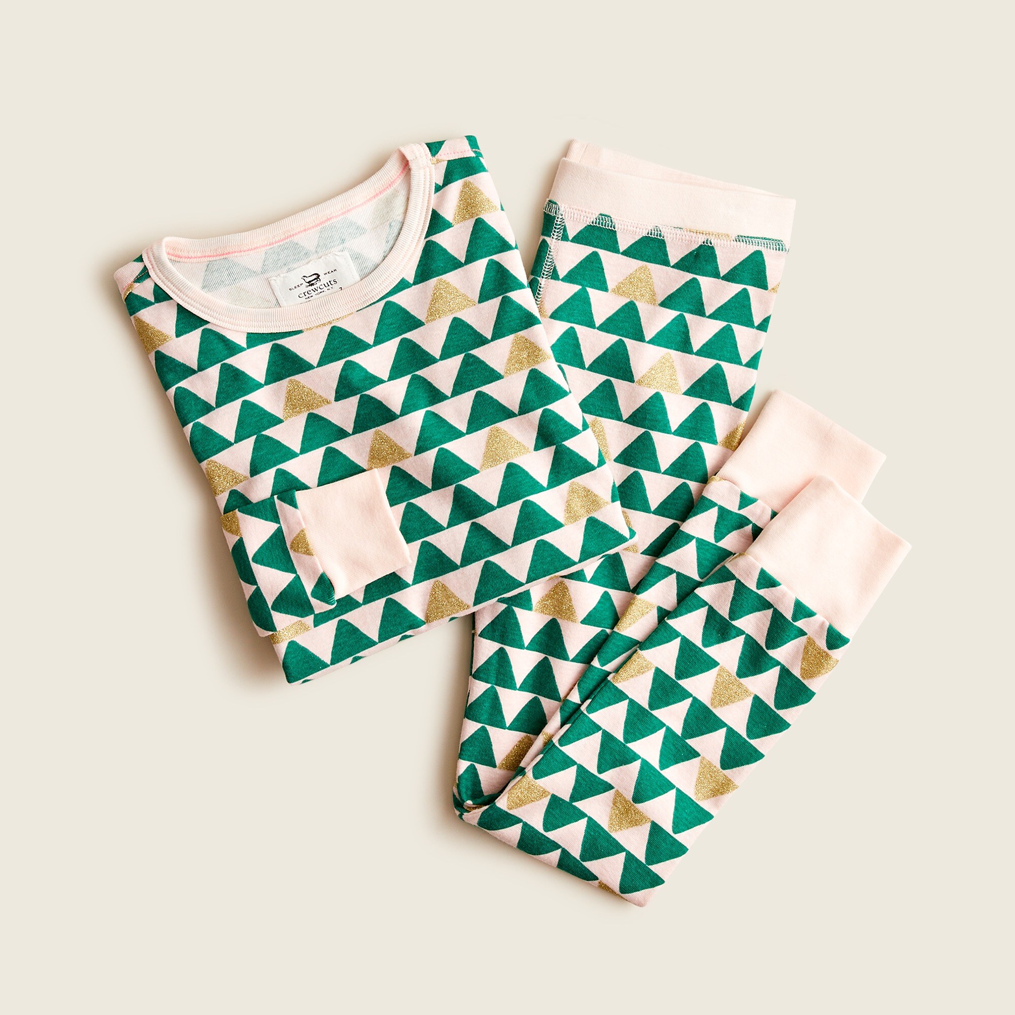 Girls' glittery printed pajama set