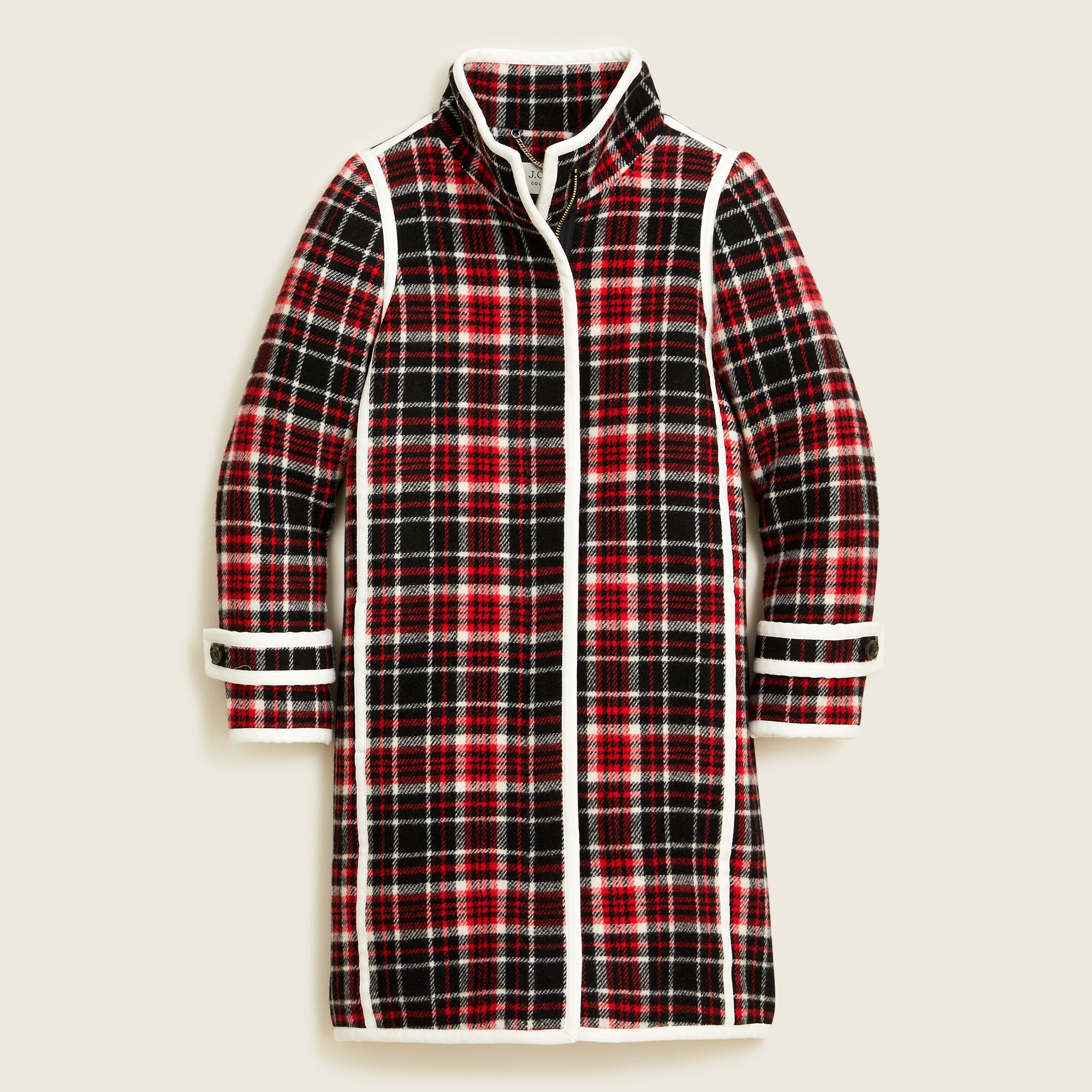 Collection car coat in winter plaid Italian stadium-cloth wool