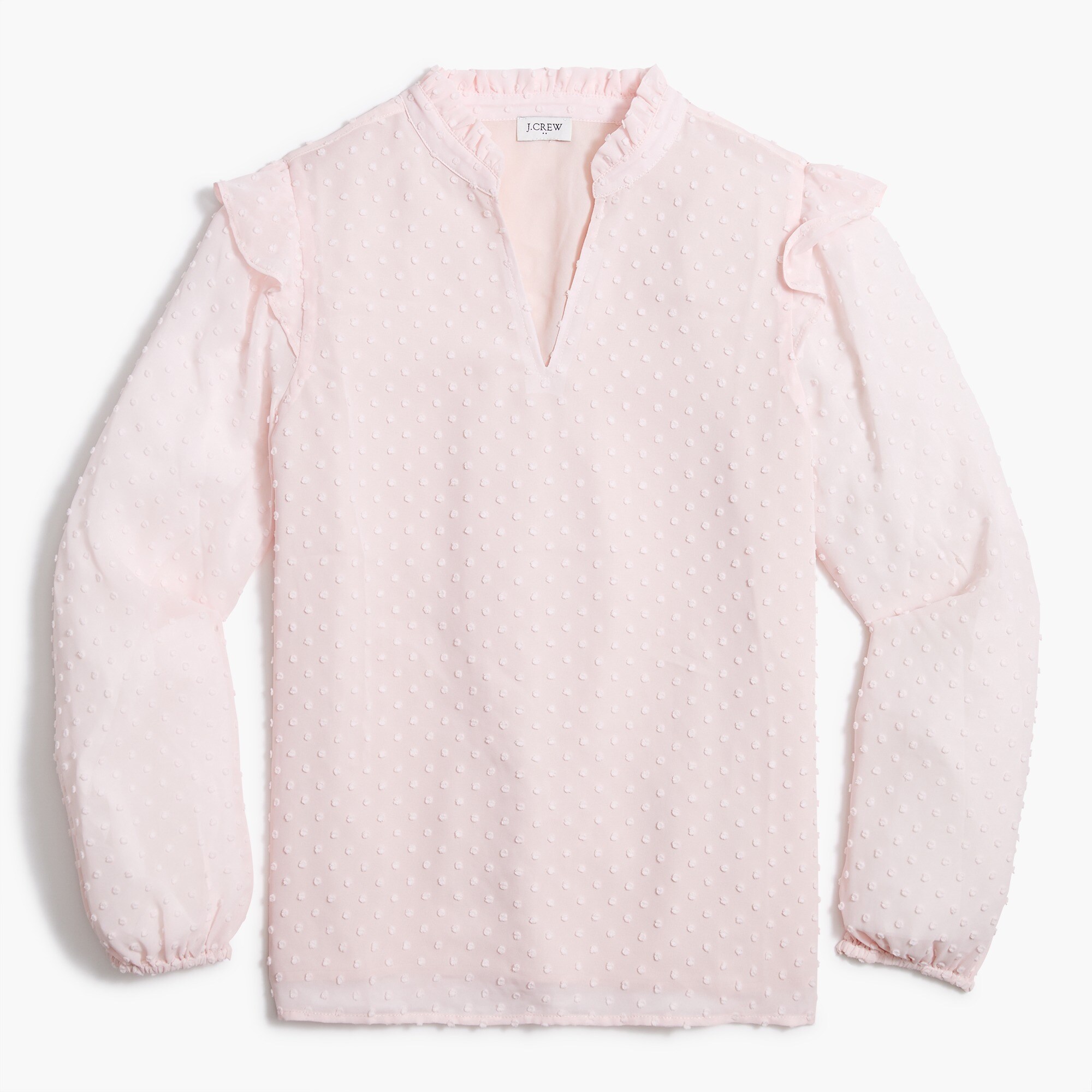 v-neck ruffle top in clip dot for women