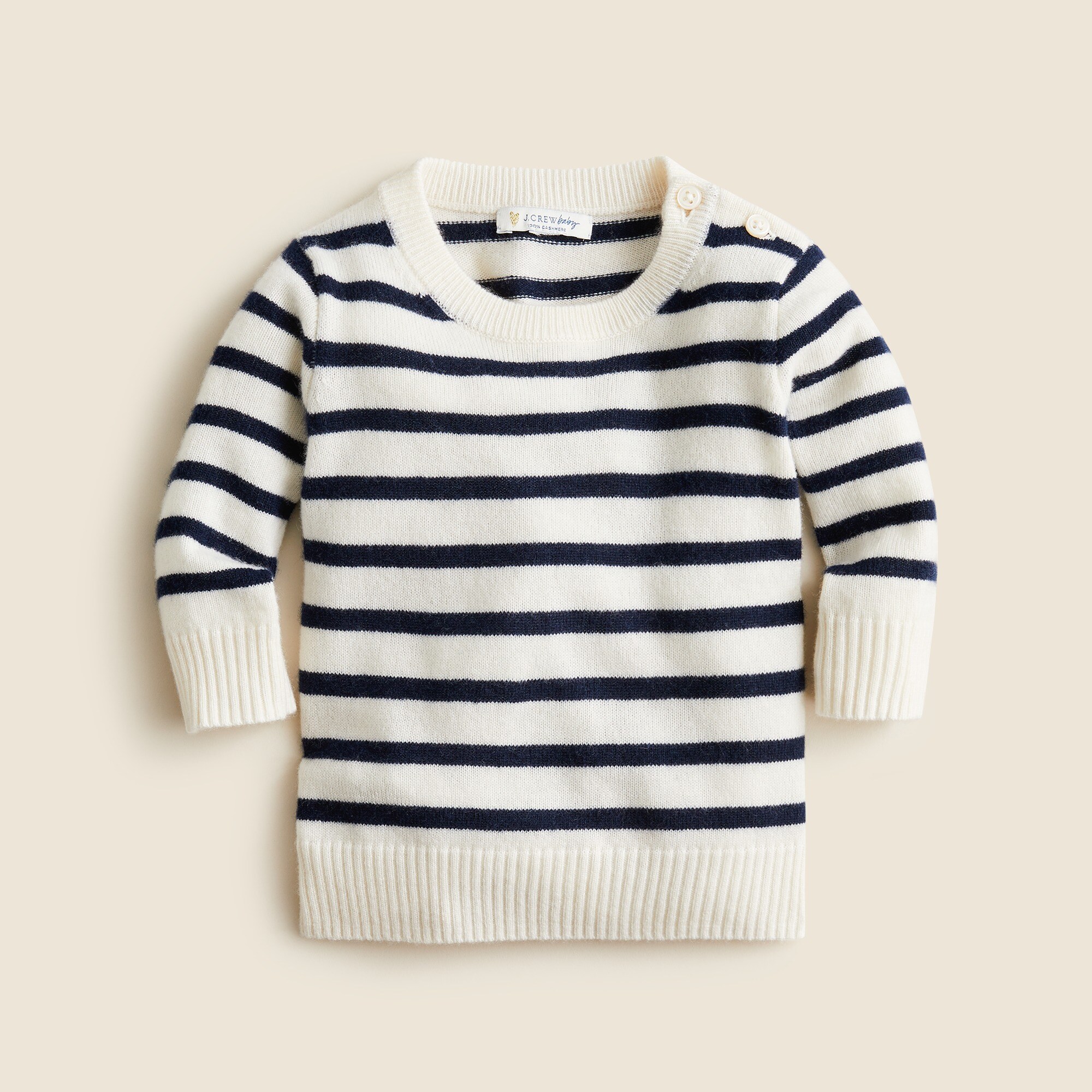 J.Crew Limited-edition baby cashmere button-detail sweater in stripe