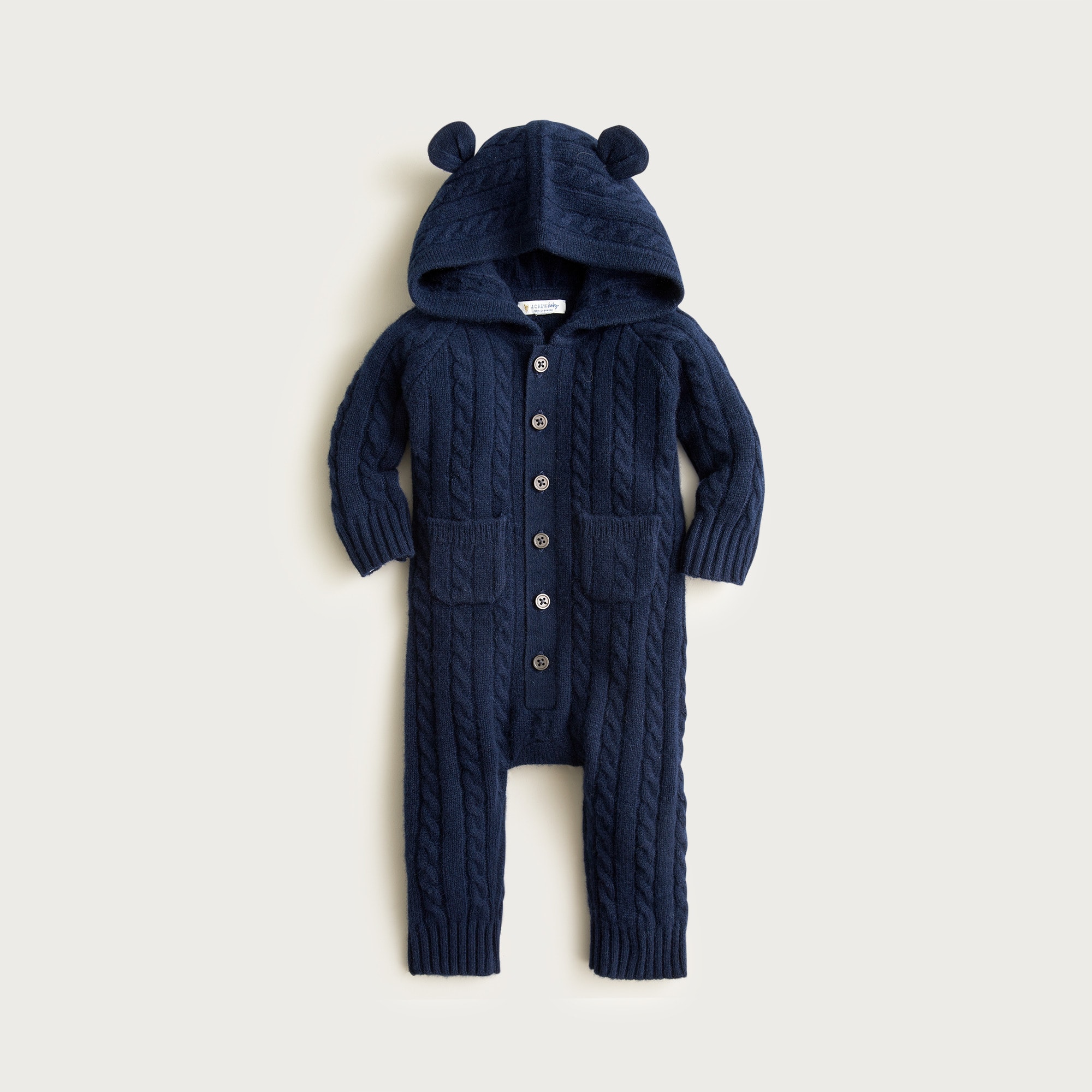 Limited-edition baby cashmere cable-knit bear one-piece