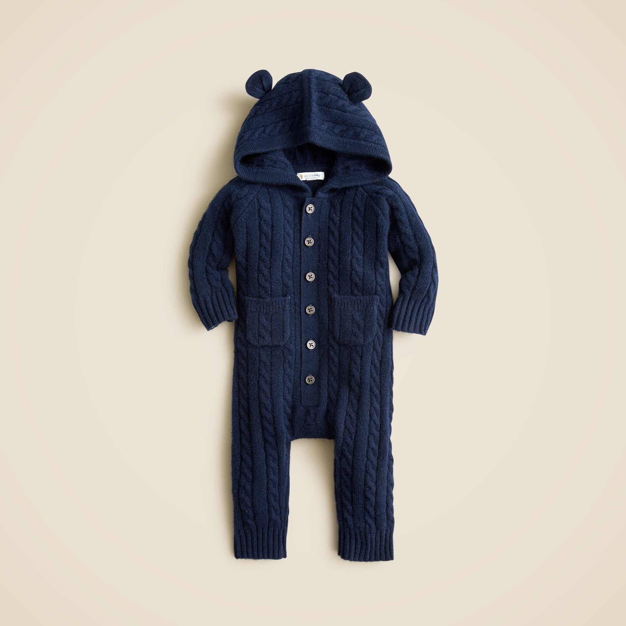  Limited-edition baby cashmere cable-knit bear one-piece