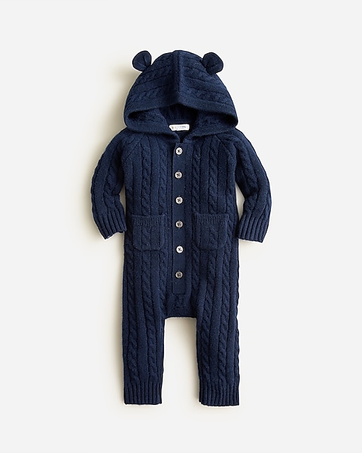  Limited-edition baby cashmere cable-knit bear one-piece