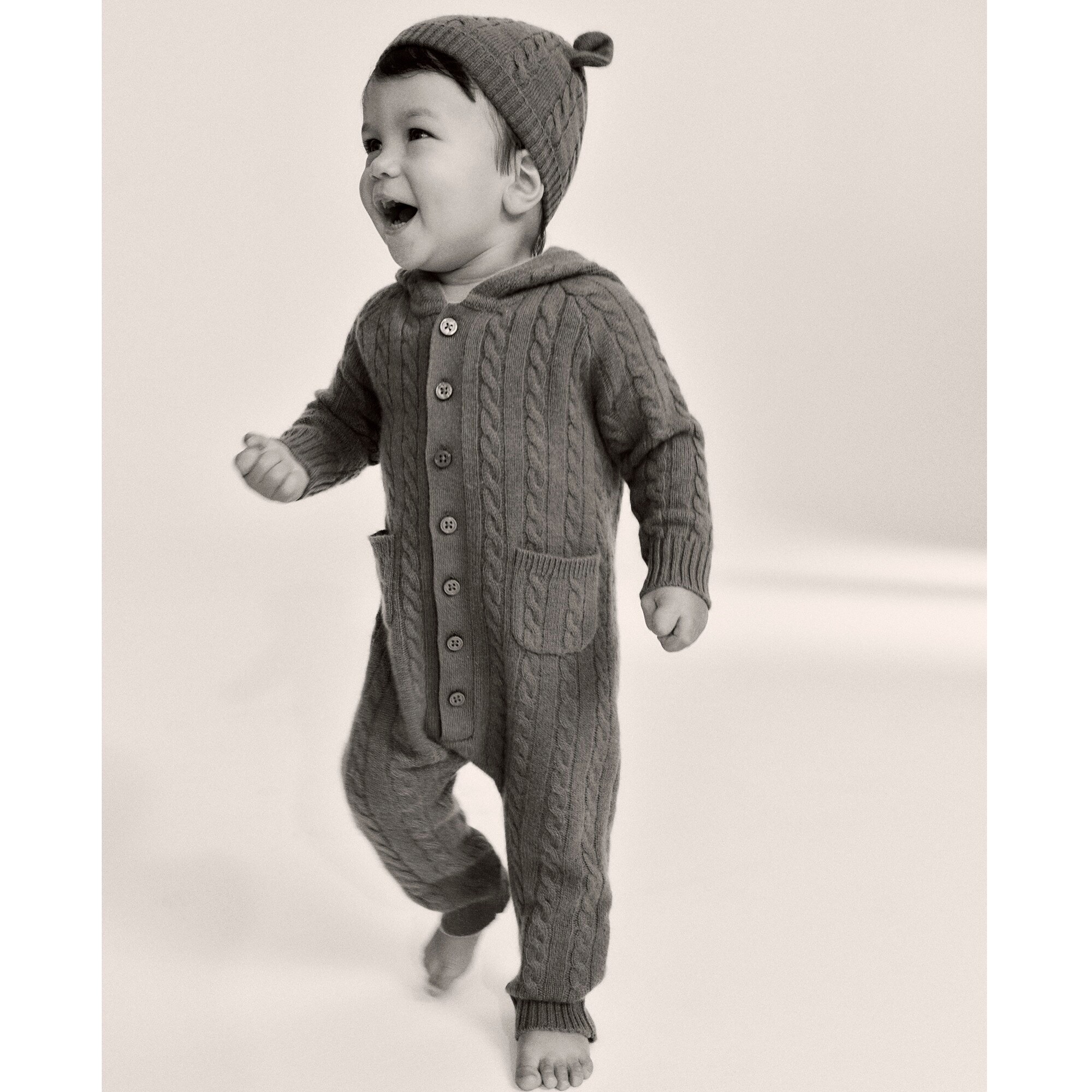 Limited-edition Baby Cashmere Cable-knit Bear One-piece For Baby