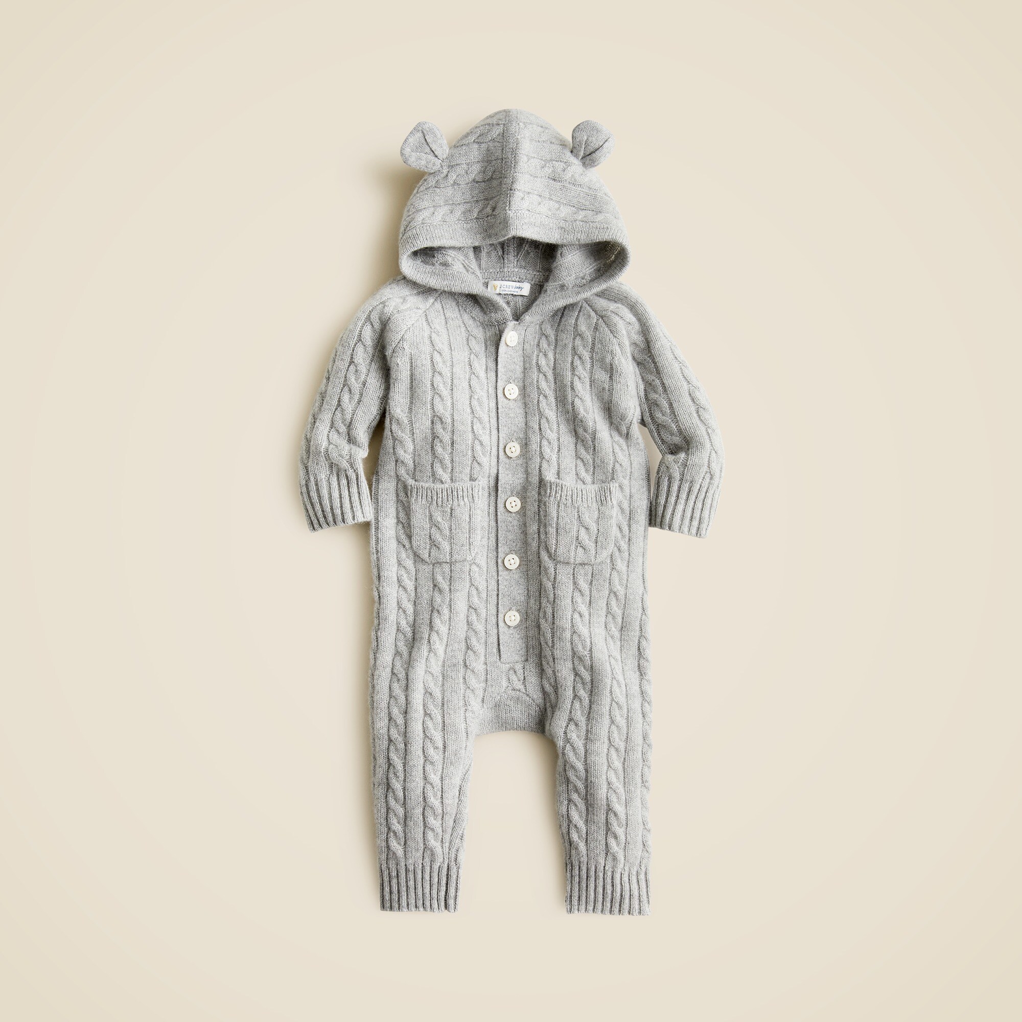 babys Limited-edition baby cashmere cable-knit bear one-piece