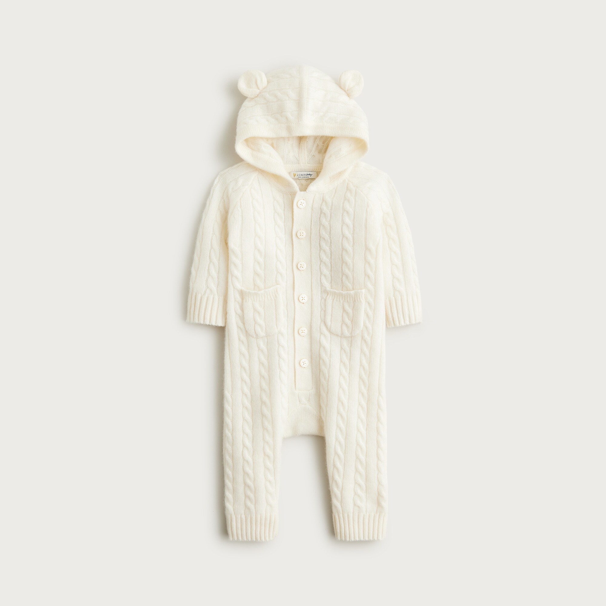 babys Limited-edition baby cashmere cable-knit bear one-piece