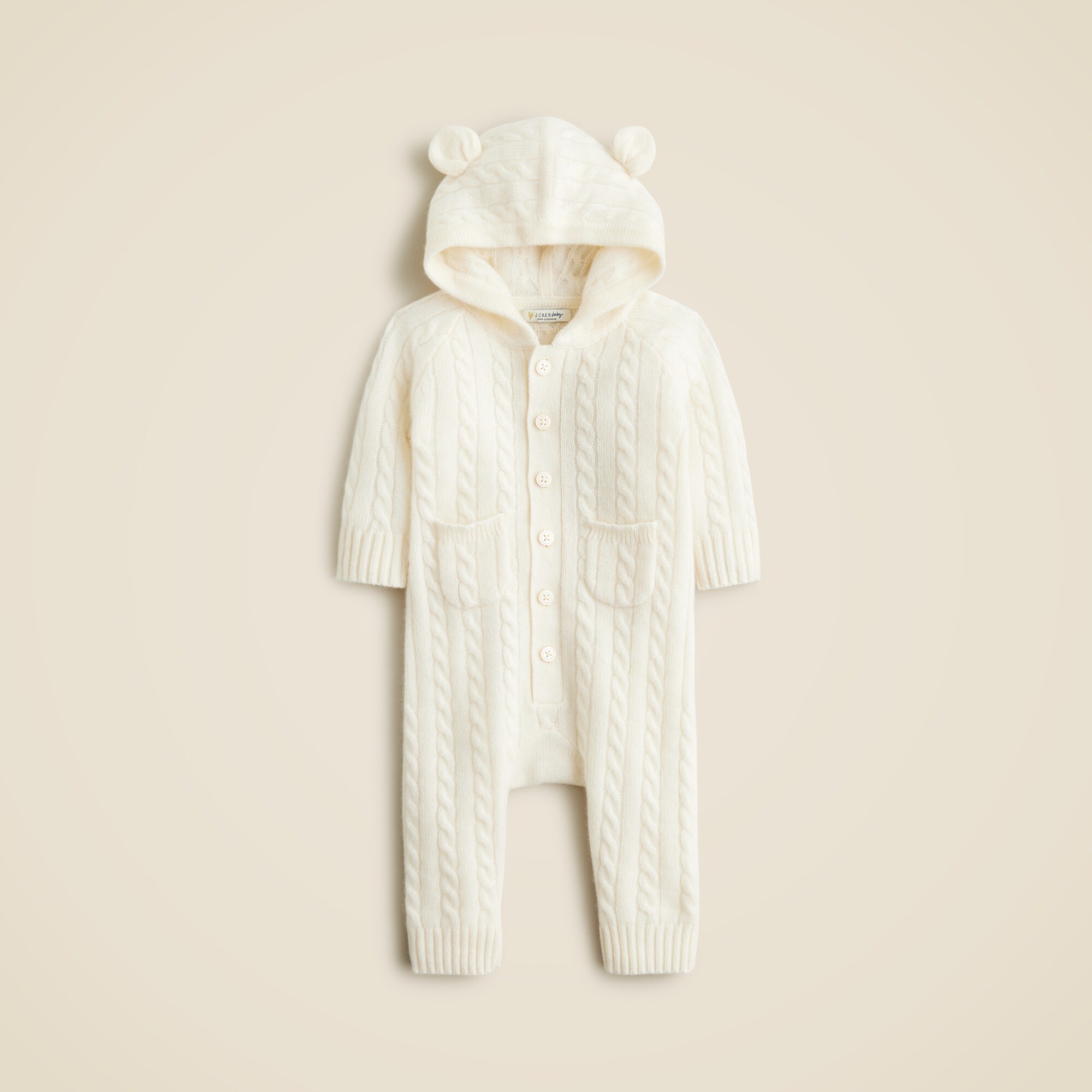 boys Limited-edition baby cashmere cable-knit bear one-piece