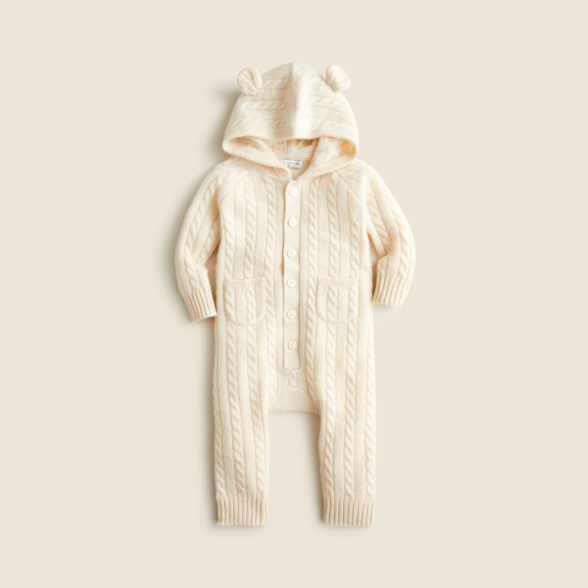 babys Limited-edition baby cashmere cable-knit bear one-piece