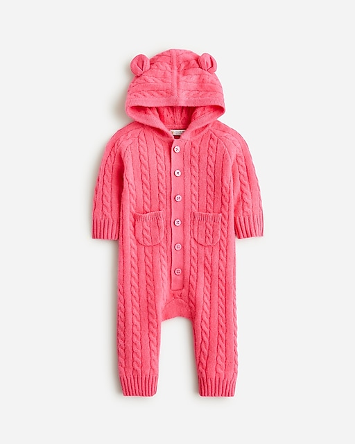 babys Limited-edition baby cashmere cable-knit bear one-piece