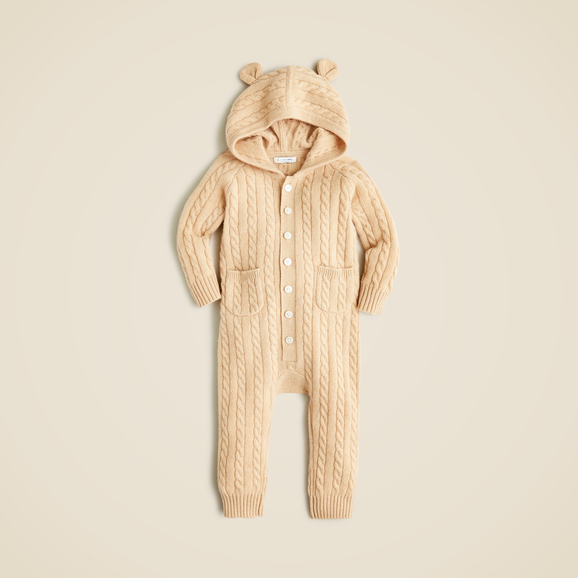 boys Limited-edition baby cashmere cable-knit bear one-piece