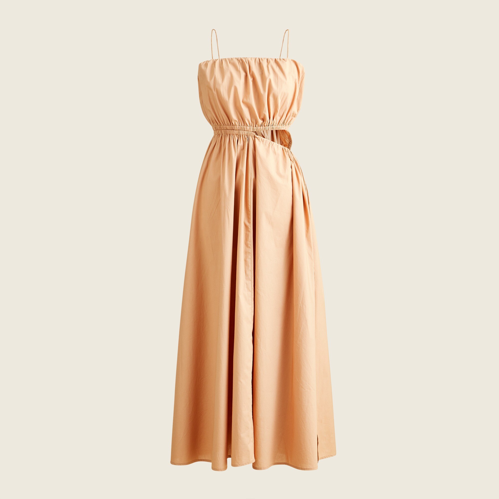 Side Cut-out Cotton Poplin Maxi Dress For Women | J.Crew