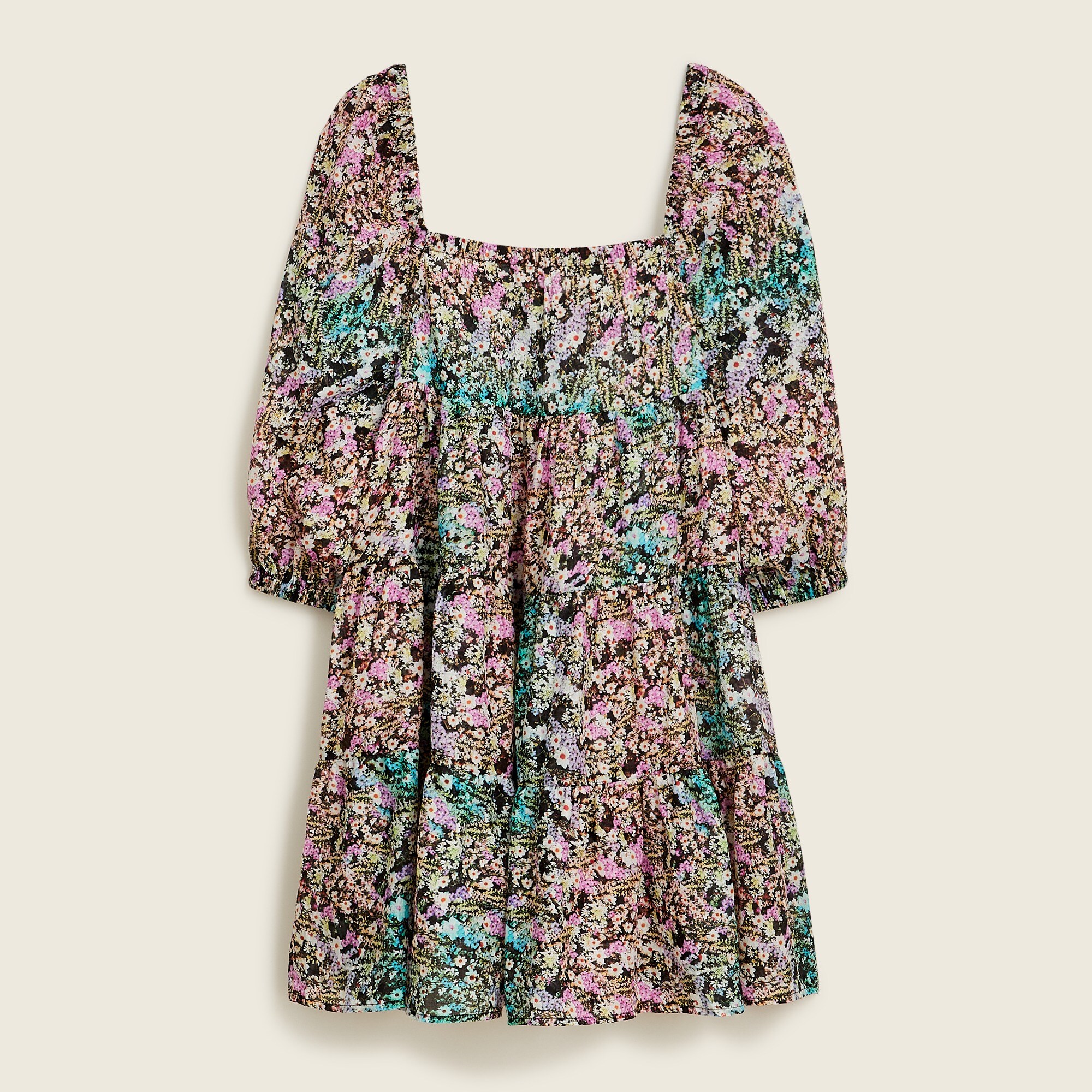 Puff-sleeve Beach Dress In Watercolor Floral For Women | J.Crew