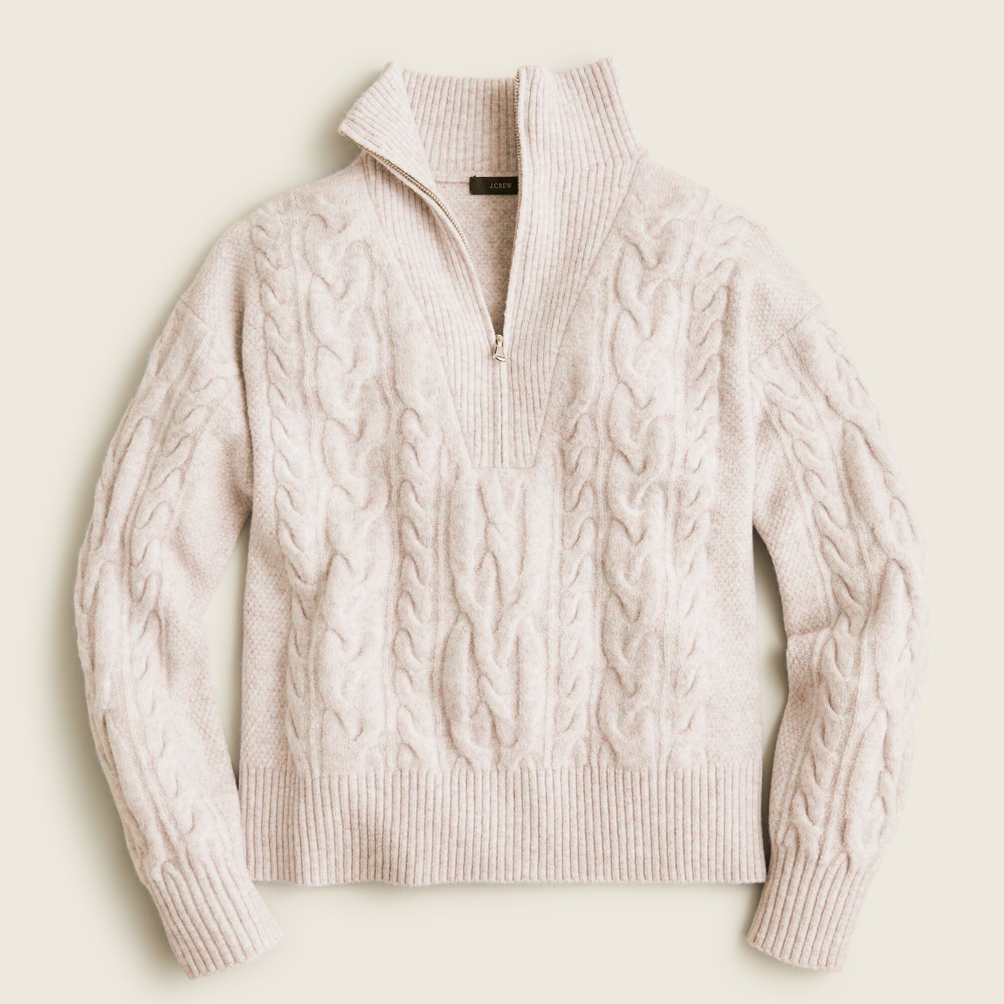 Cable-knit half-zip sweater in Supersoft yarn