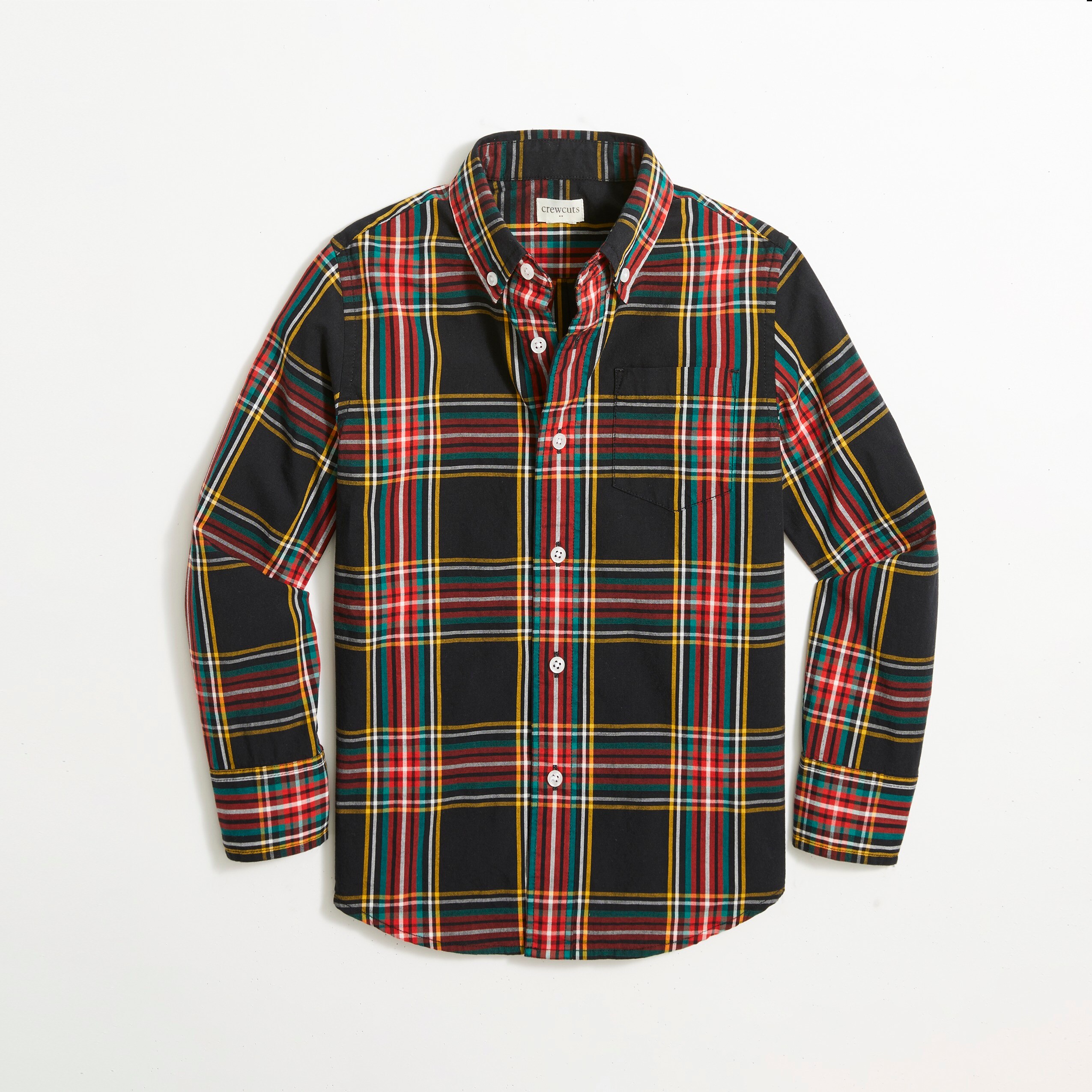 Boys' tartan flexed washed shirt