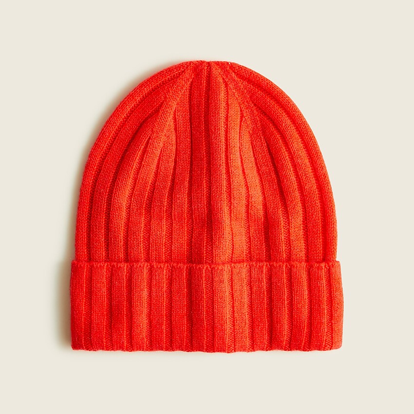 j.crew: ribbed cashmere beanie for women, right side, view zoomed