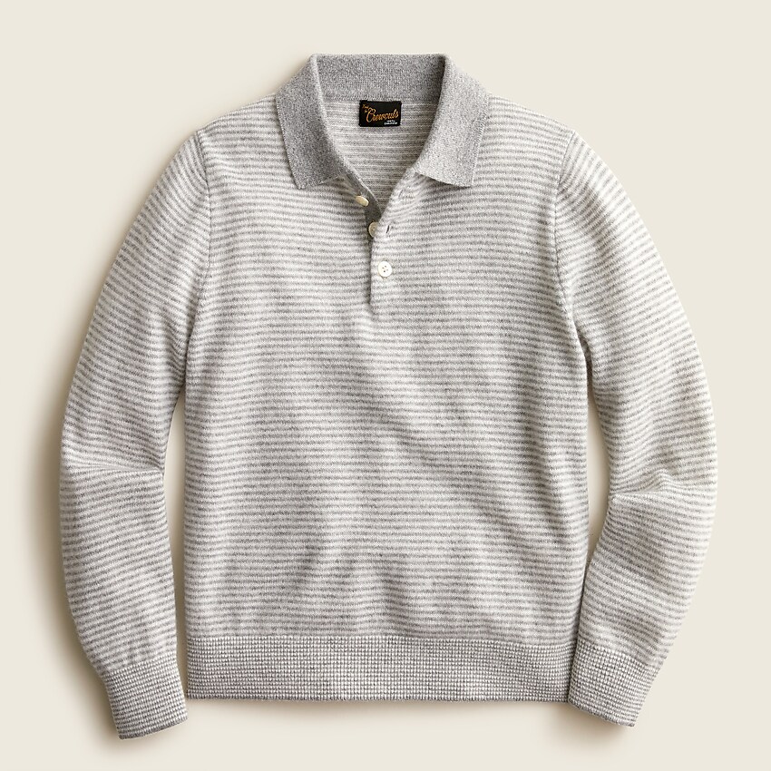 j.crew: kids' cashmere button-collar pullover sweater for boys, right side, view zoomed
