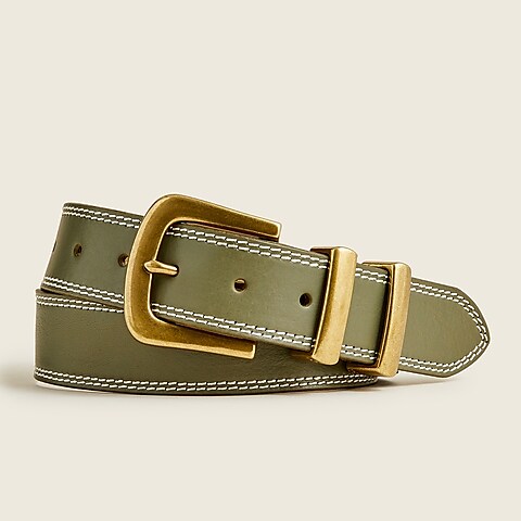 womens Leather belt with large gold buckle