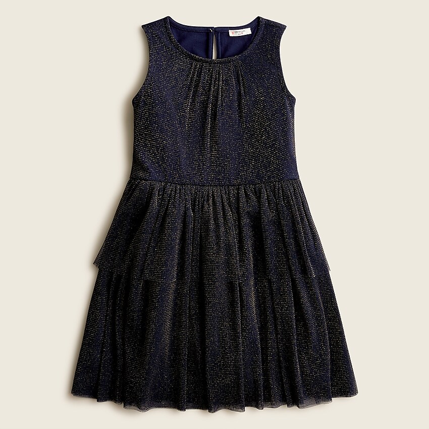 j.crew: girls' tiered sparkle tulle dress for girls, right side, view zoomed