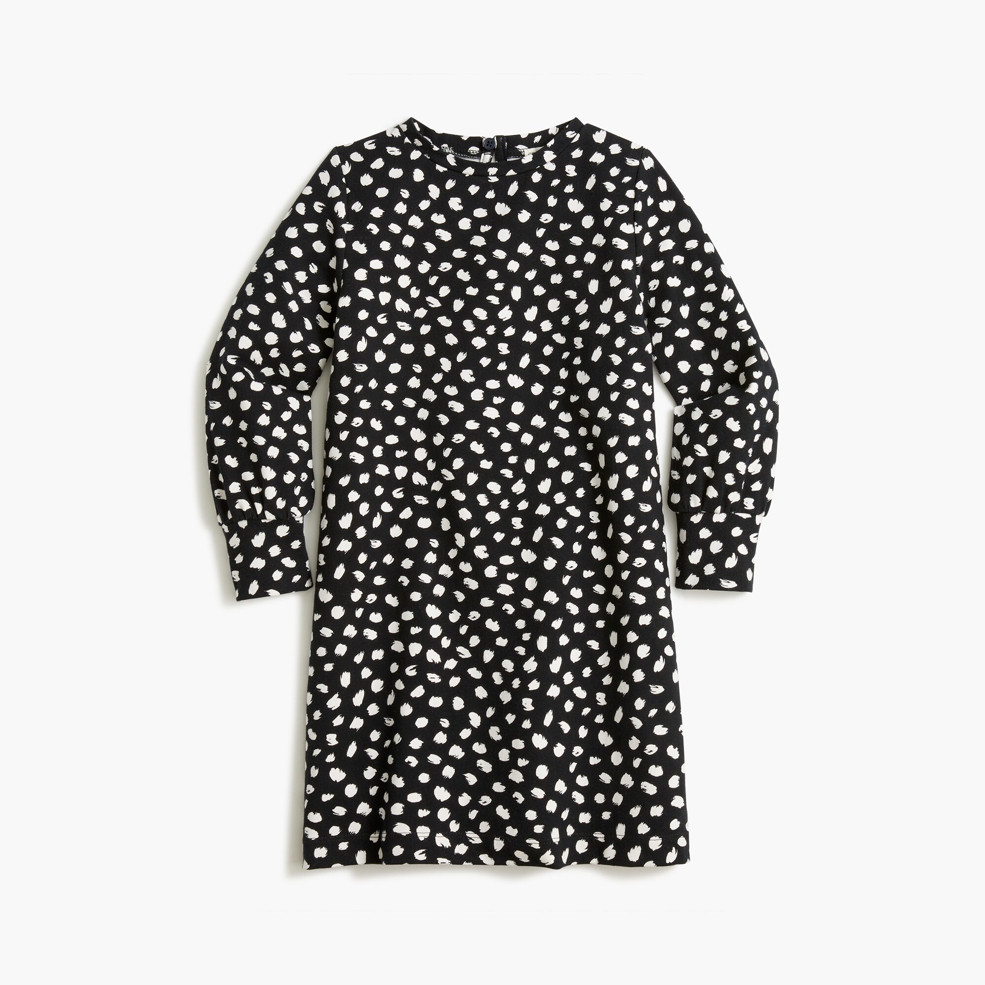 Girls' puff-sleeve brushed dot dress